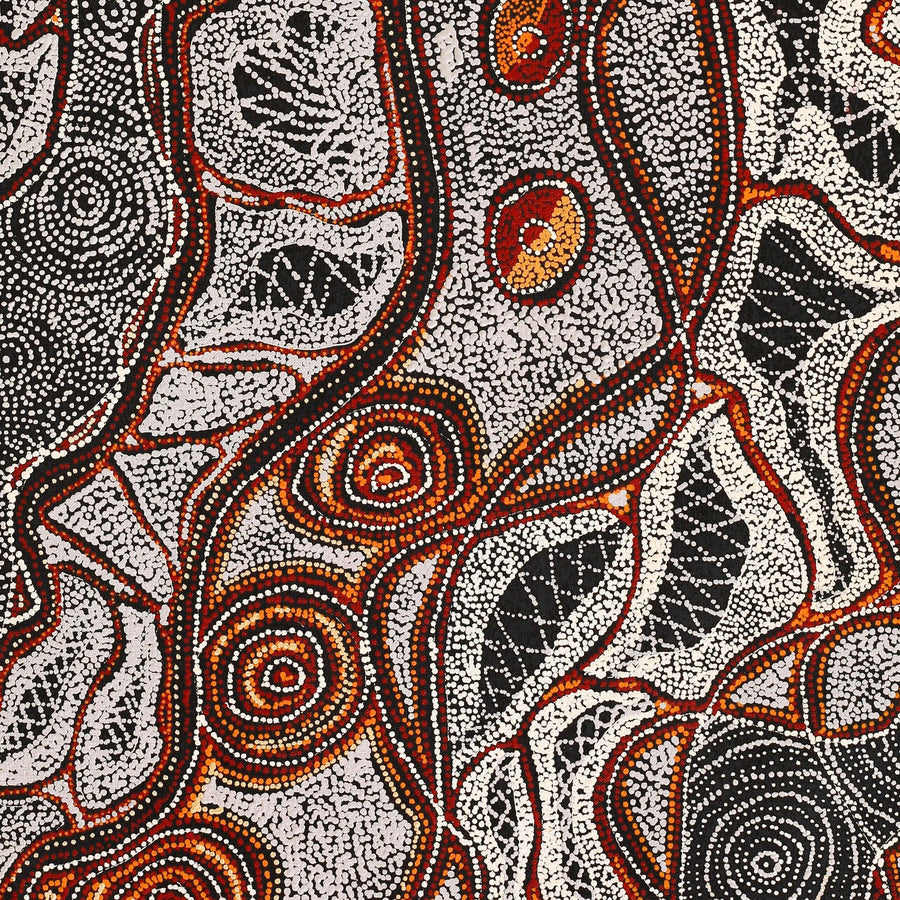 Aboriginal Artwork by Angelina Nampijinpa Tasman, Ngapa Jukurrpa (Water Dreaming) - Pirlinyarnu, 91x46cm
