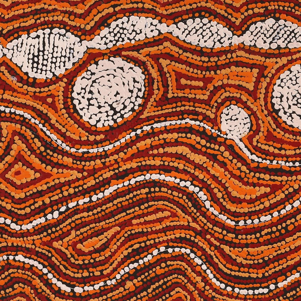 Aboriginal Art by Angeline Nampijinpa Tasman, Ngapa Jukurrpa (Water Dreaming) - Pirlinyarnu, 107x30cm - ART ARK®