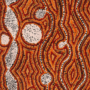 Aboriginal Artwork by Angeline Nampijinpa Tasman, Ngapa Jukurrpa (Water Dreaming) - Pirlinyarnu, 107x30cm - ART ARK®