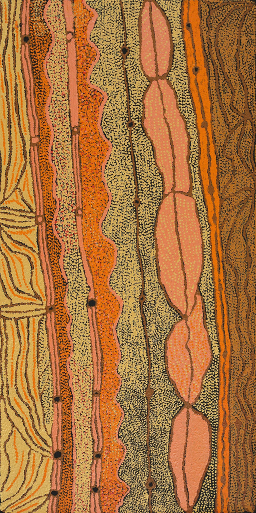 Aboriginal Artwork by Angkaliya Nelson, Kungkarangkalpa (Seven Sisters Story), 122x61cm