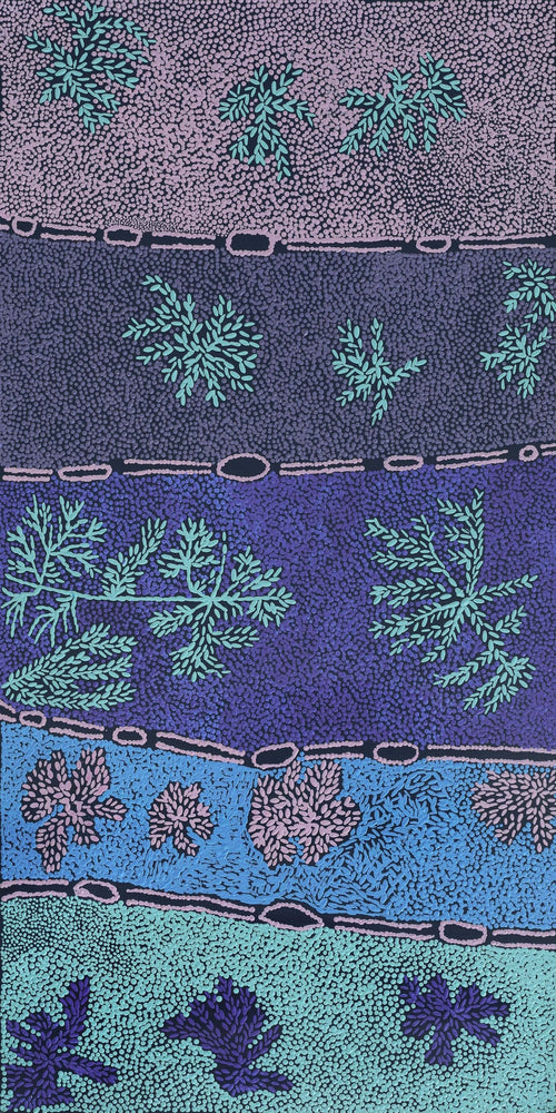 Aboriginal Artwork by Angkaliya Nelson, Kungkarangkalpa (Seven Sisters Story), 122x61cm