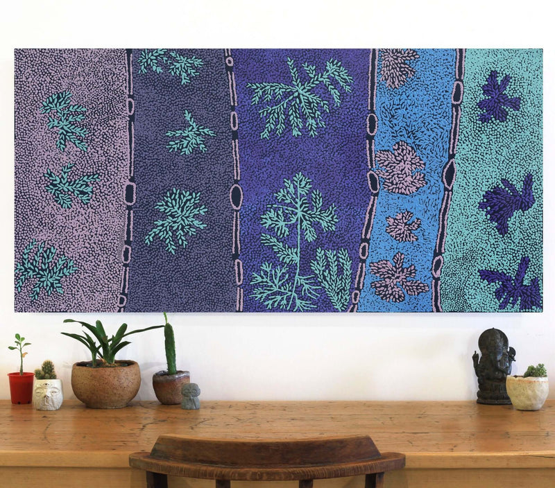 Aboriginal Artwork by Angkaliya Nelson, Kungkarangkalpa (Seven Sisters Story), 122x61cm