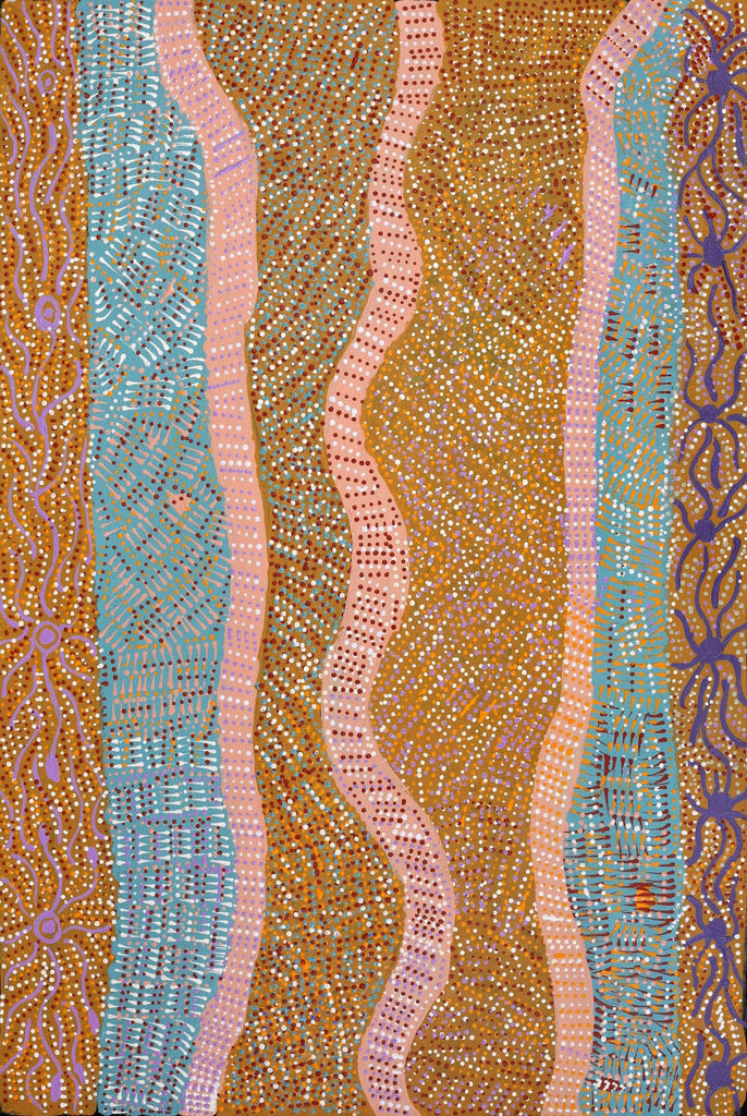 Aboriginal Artwork by Angkaliya Nelson, Kungkarangkalpa (Seven Sisters Story), 91x61cm