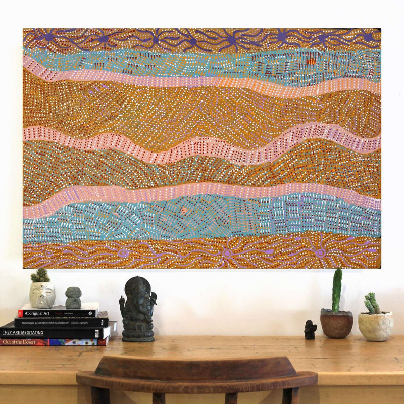 Aboriginal Artwork by Angkaliya Nelson, Kungkarangkalpa (Seven Sisters Story), 91x61cm