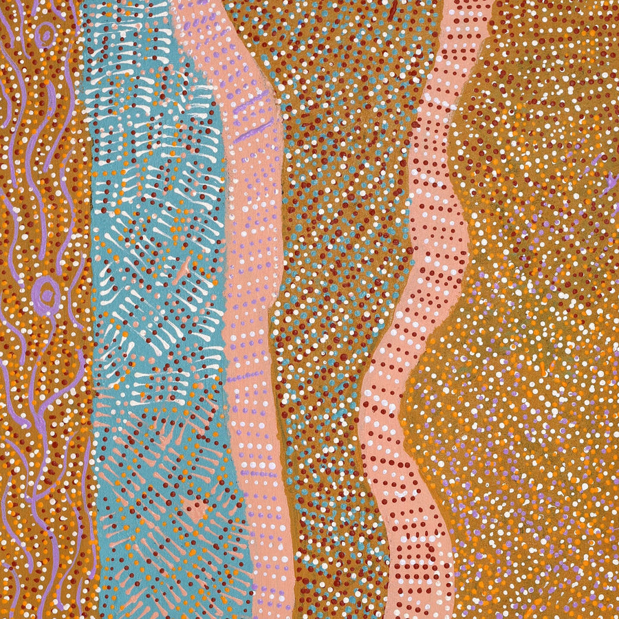 Aboriginal Artwork by Angkaliya Nelson, Kungkarangkalpa (Seven Sisters Story), 91x61cm
