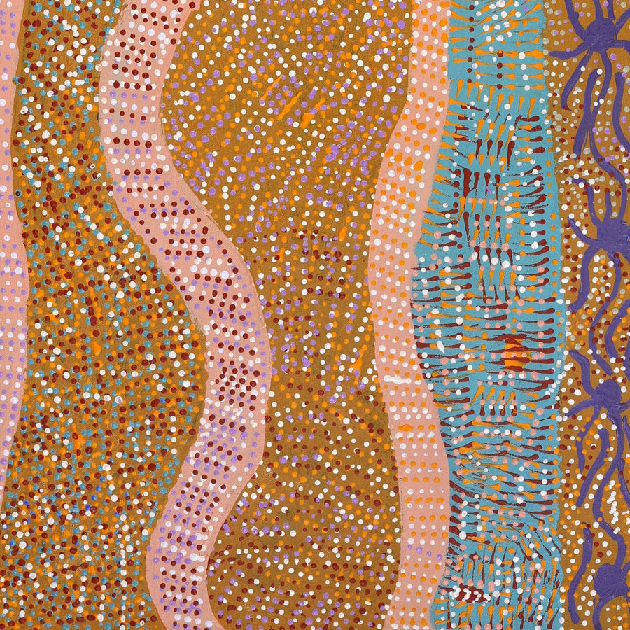 Aboriginal Artwork by Angkaliya Nelson, Kungkarangkalpa (Seven Sisters Story), 91x61cm