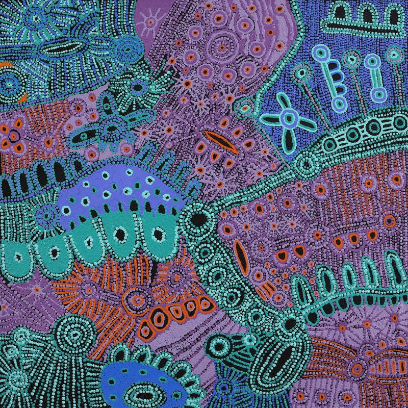 Aboriginal Artwork by Anyupa Nelson, Kungkarangkalpa (Seven Sisters Story), 91x91cm