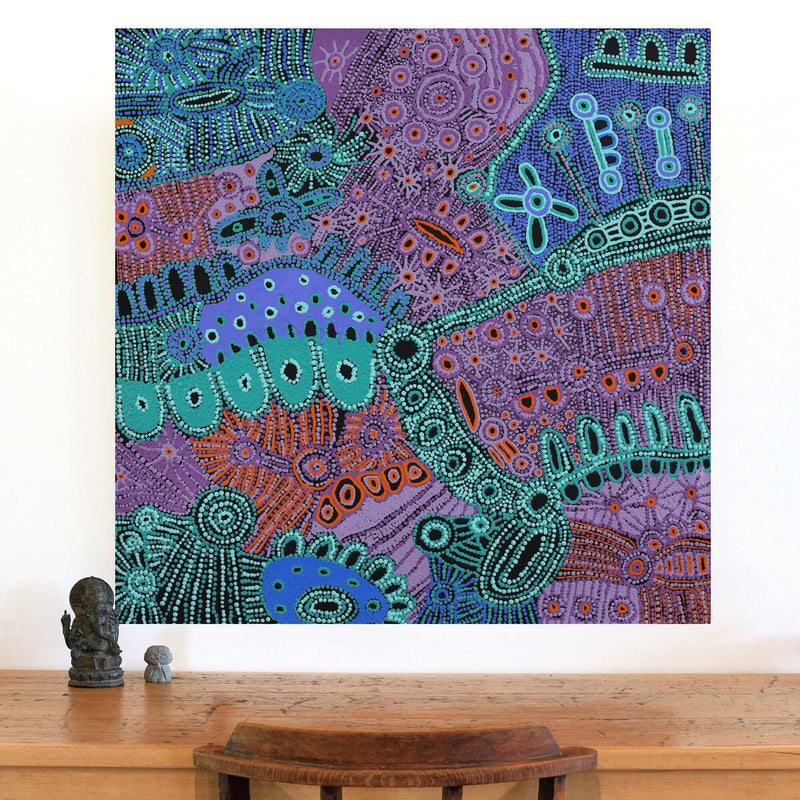 Aboriginal Artwork by Anyupa Nelson, Kungkarangkalpa (Seven Sisters Story), 91x91cm