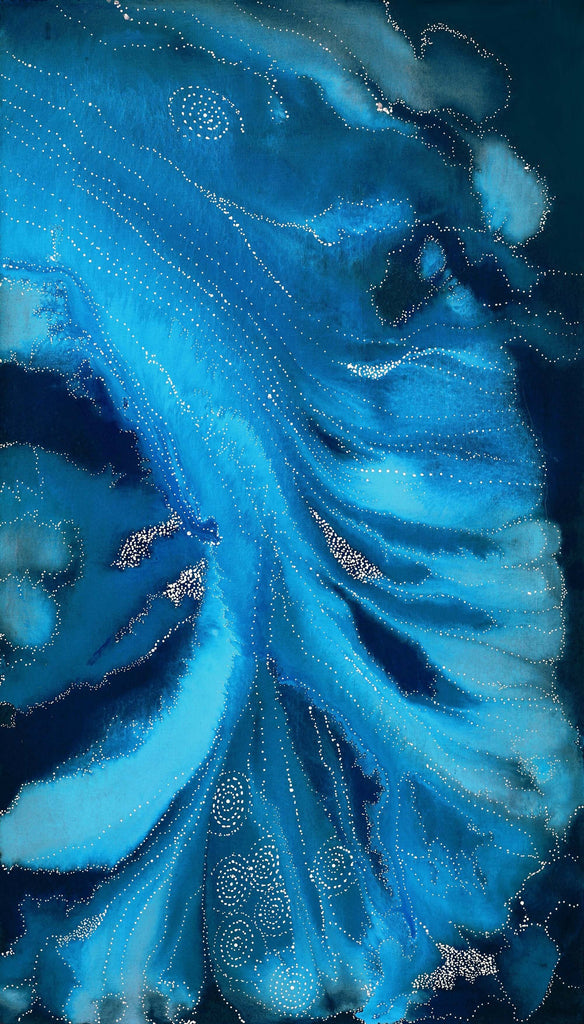 Aboriginal Artwork by Athena Nangala Granites, Napaljarri-warnu Jukurrpa (Seven Sisters Dreaming), 107x61cm