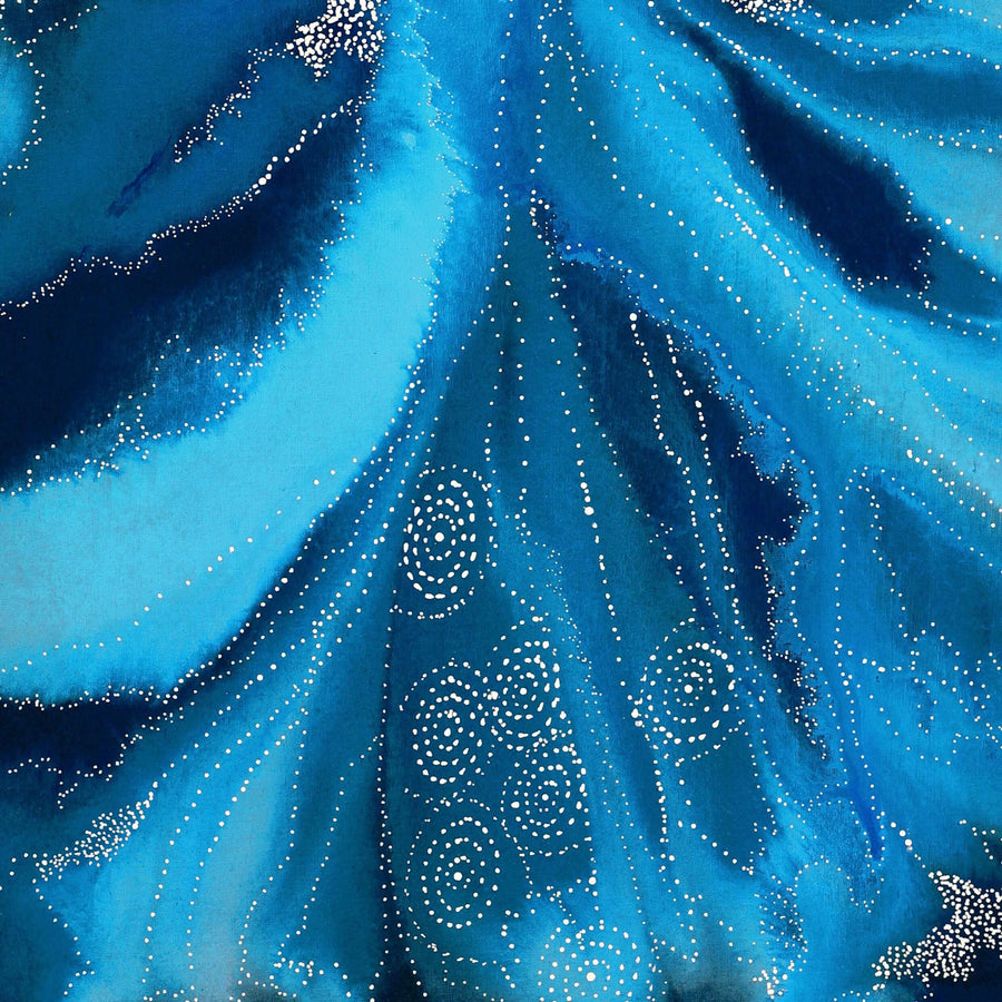 Aboriginal Artwork by Athena Nangala Granites, Napaljarri-warnu Jukurrpa (Seven Sisters Dreaming), 107x61cm