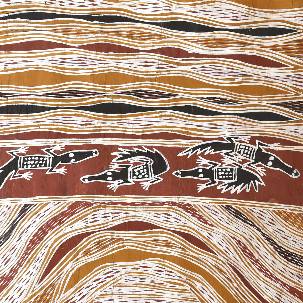 Aboriginal Art by Bambarrarr Marawili Mitchell, Yathikpa, 180x36cm Bark - ART ARK®