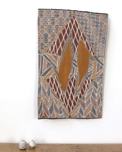 Aboriginal Artwork by Bandarr Wirrpanda, Ganybu, 84x51cm Bark - ART ARK®
