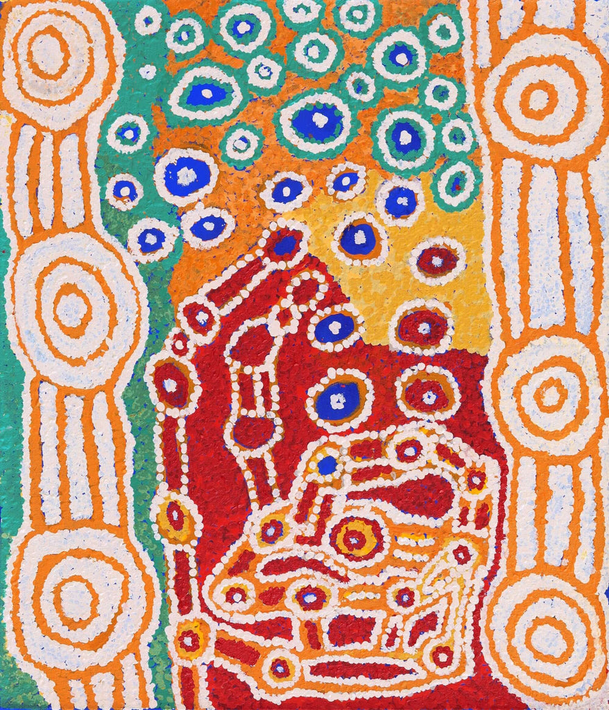 Aboriginal Art by Beryl Jimmy and Tinpulya Mervyn, Waru at Watarru, 70x60cm - ART ARK®