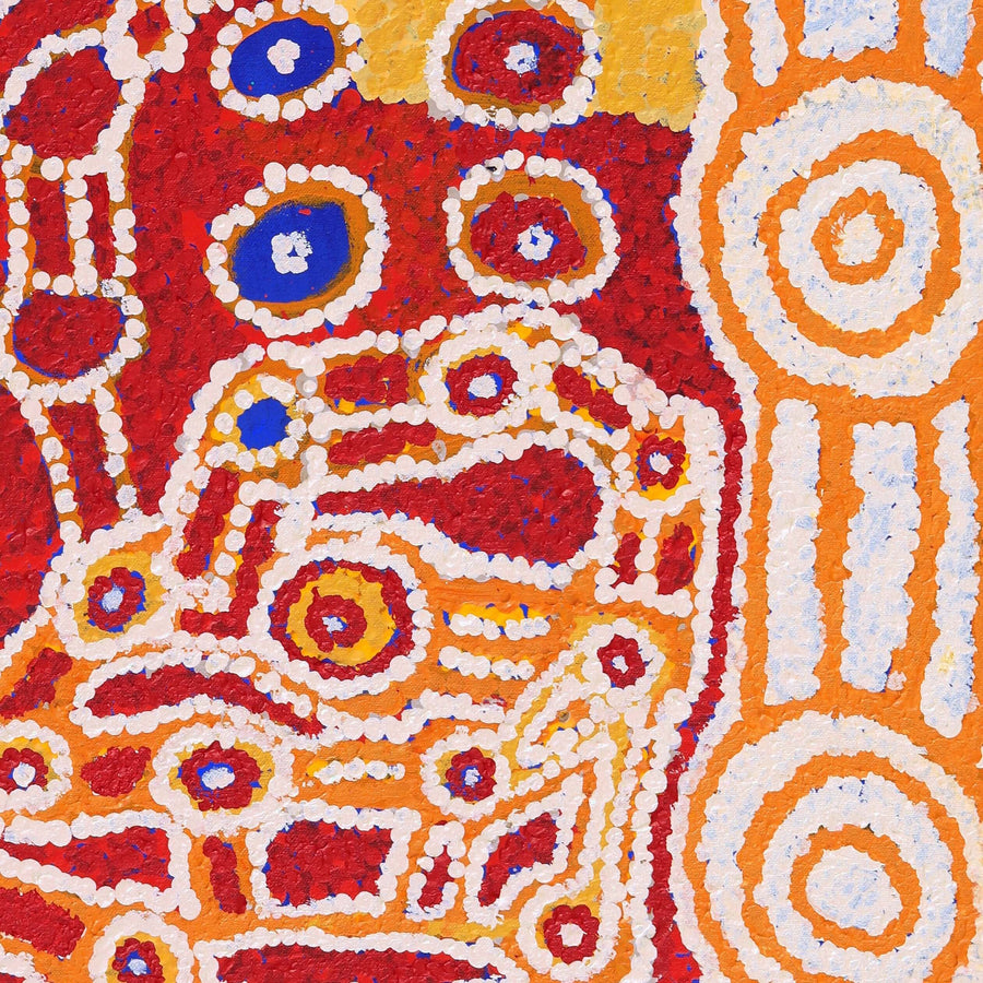 Aboriginal Artwork by Beryl Jimmy and Tinpulya Mervyn, Waru at Watarru, 70x60cm