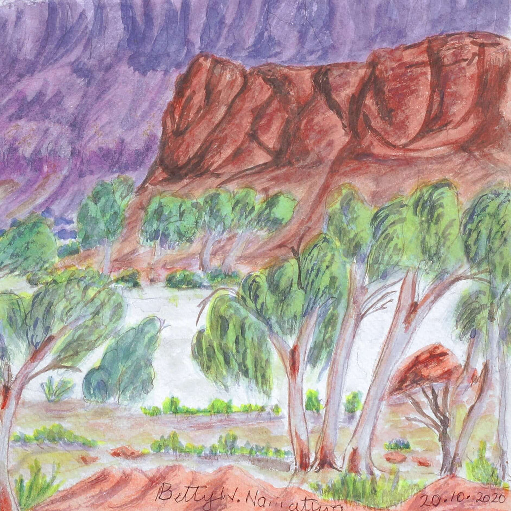 Aboriginal Artwork by Betty Naparula Namatjira Wheeler, Ellery Creek Big Hole, 54x36cm