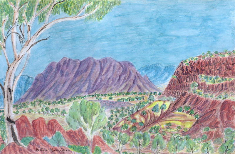 Aboriginal Artwork by Betty Naparula Namatjira Wheeler, Tjoritja, 54x35cm