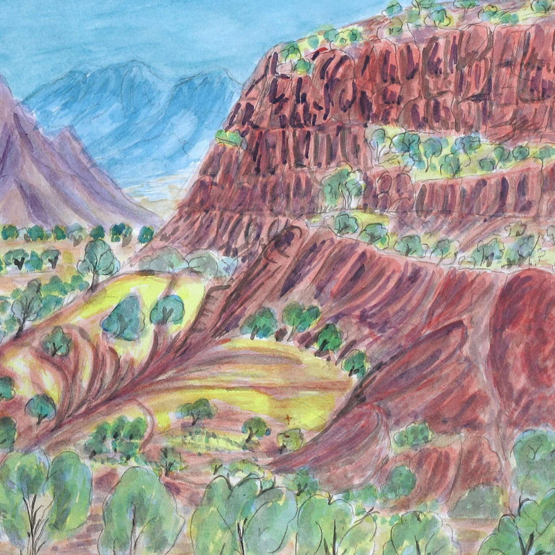 Aboriginal Artwork by Betty Naparula Namatjira Wheeler, Tjoritja, 54x35cm