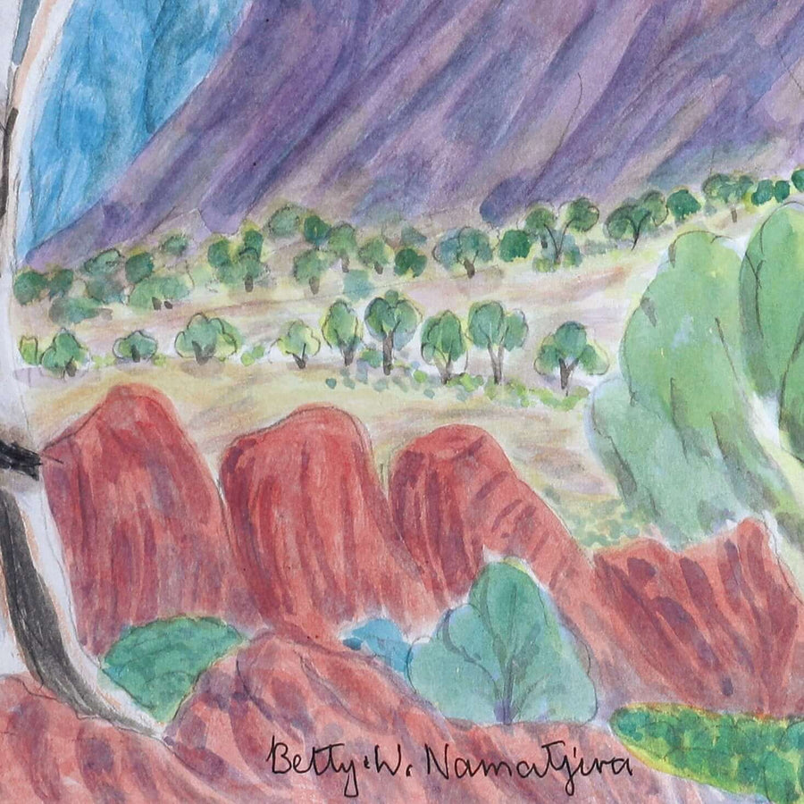 Aboriginal Artwork by Betty Naparula Namatjira Wheeler, Tjoritja, 54x35cm