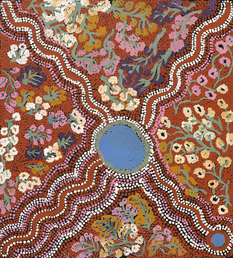Aboriginal Artwork by Betty West, Ngayuku Ngurra, 61x55cm