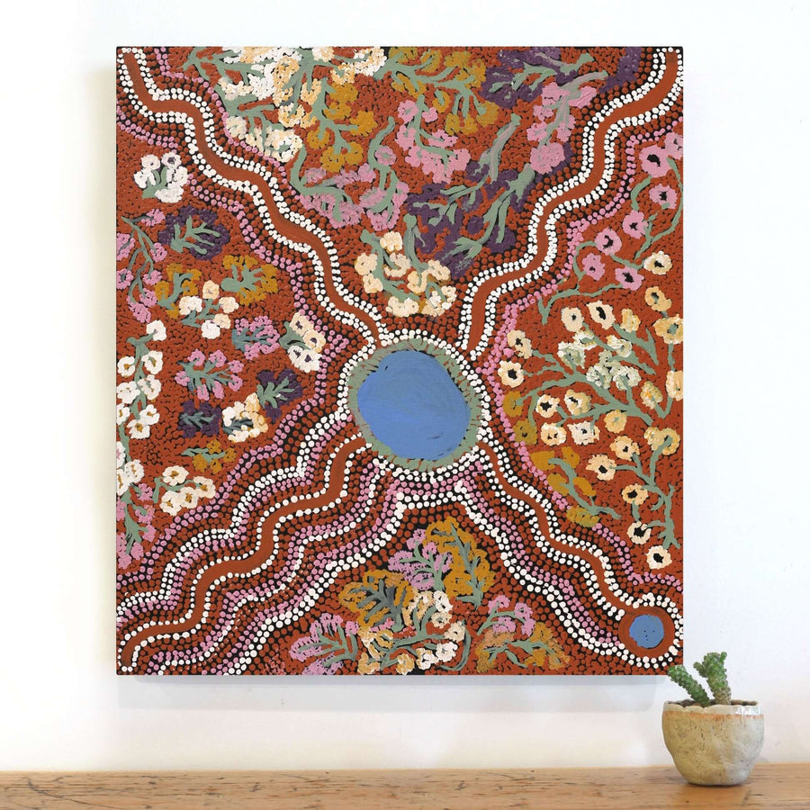 Aboriginal Artwork by Betty West, Ngayuku Ngurra, 61x55cm