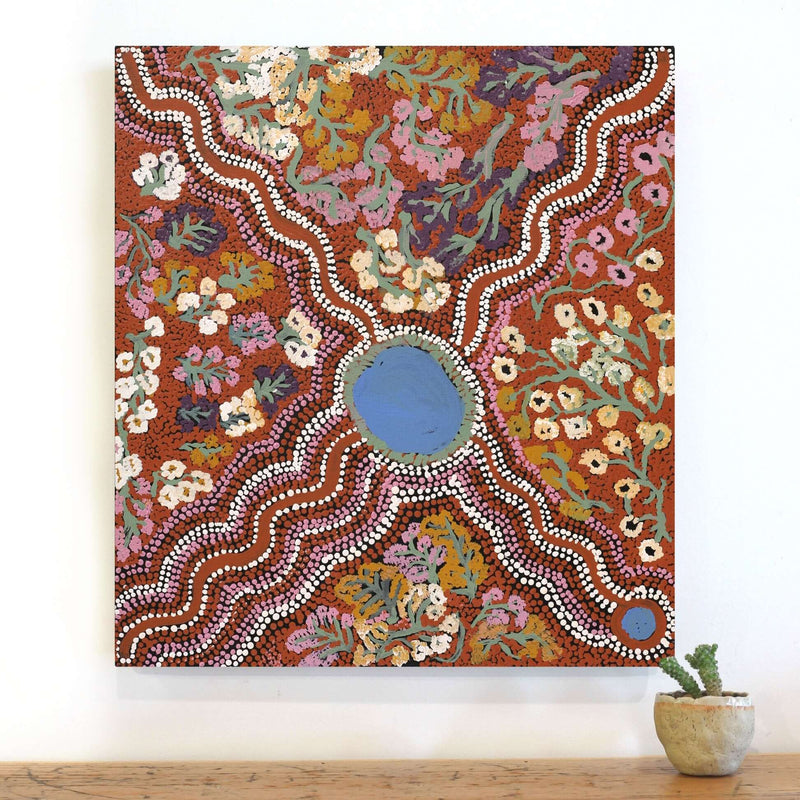 Aboriginal Artwork by Betty West, Ngayuku Ngurra, 61x55cm