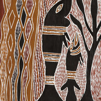 Aboriginal Artwork by Binamburrŋu Wirrpanda, Djunuŋgayaŋu, 175x51cm Bark