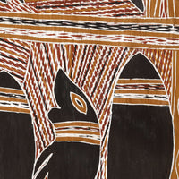 Aboriginal Artwork by Binamburrŋu Wirrpanda, Djunuŋgayaŋu, 175x51cm Bark
