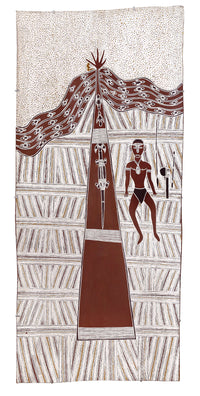 Aboriginal Artwork by Burrŋanydji #2 Gaykamaŋu, Wuyal, 134x58cm Bark