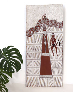 Aboriginal Art by Burrŋanydji #2 Gaykamaŋu, Wuyal, 134x58cm Bark - ART ARK®