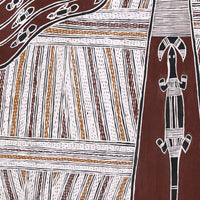 Aboriginal Artwork by Burrŋanydji #2 Gaykamaŋu, Wuyal, 134x58cm Bark