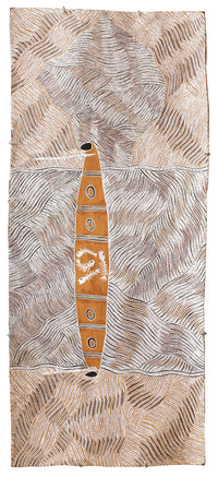 Aboriginal Artwork by Buwatpuy Gumana Michael, Yingapungapu, 125x54cm Bark