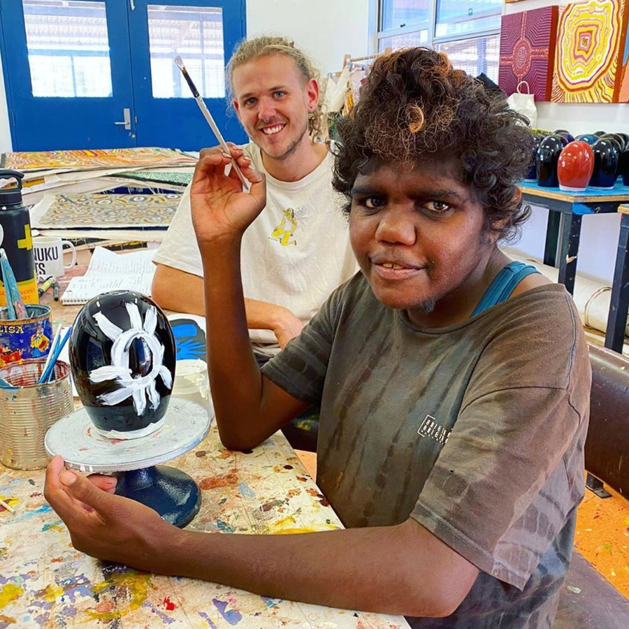 Aboriginal Artwork by Cassaria Young Hogan, Bush Trip, 91x61cm