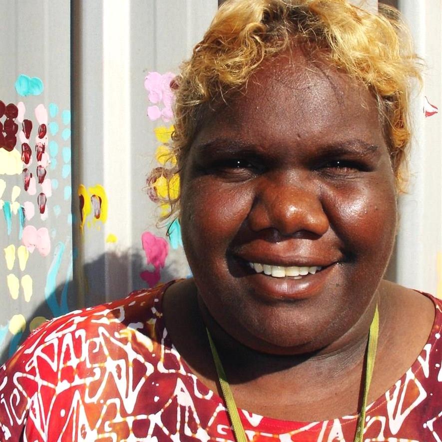 Aboriginal Artwork by Cherylyn Napangardi Granites, Nguru Yurntumu-wana (Country around Yuendumu), 76x76cm