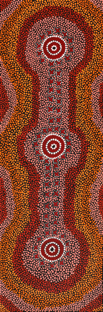 Aboriginal Artwork by Chriselda Nungarrayi Ross, Ngatijirri Jukurrpa (Budgerigar Dreaming), 91x30cm