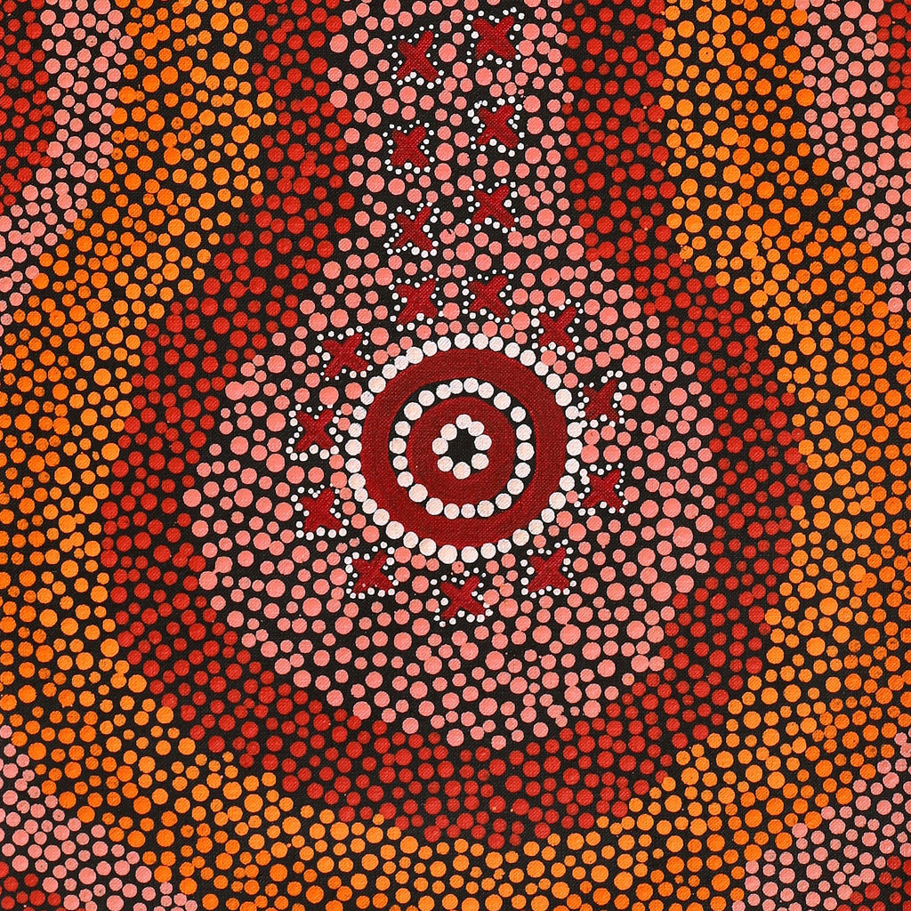Aboriginal Artwork by Chriselda Nungarrayi Ross, Ngatijirri Jukurrpa (Budgerigar Dreaming), 91x30cm