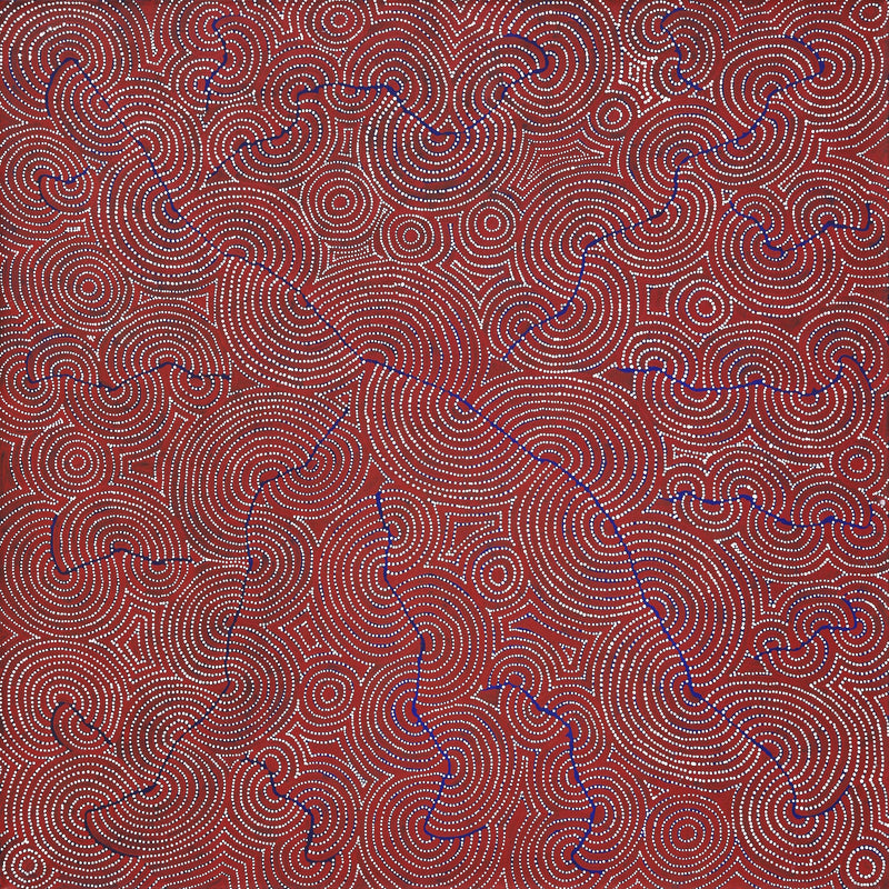Aboriginal Artwork by Christine Nakamarra Curtis, Mina Mina Jukurrpa, 122x122cm