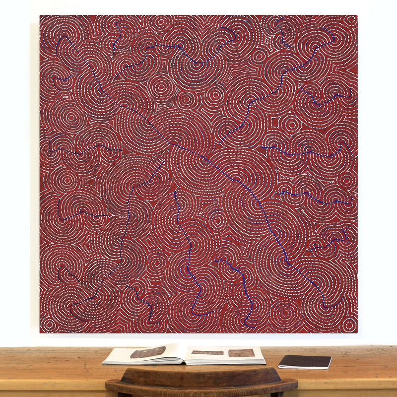 Aboriginal Artwork by Christine Nakamarra Curtis, Mina Mina Jukurrpa, 122x122cm