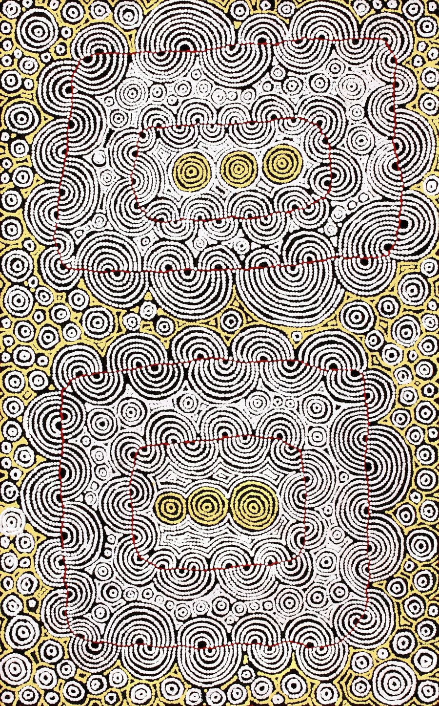 Aboriginal Artwork by Christine Nakamarra Curtis, Mina Mina Jukurrpa, 122x76cm
