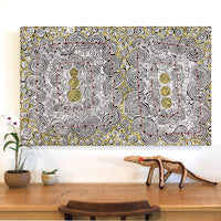 Aboriginal Artwork by Christine Nakamarra Curtis, Mina Mina Jukurrpa, 122x76cm