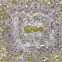 Aboriginal Artwork by Christine Nakamarra Curtis, Mina Mina Jukurrpa, 122x76cm