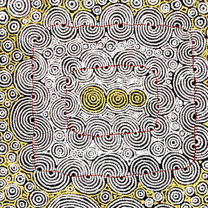 Aboriginal Art by Christine Nakamarra Curtis, Mina Mina Jukurrpa, 122x76cm - ART ARK®
