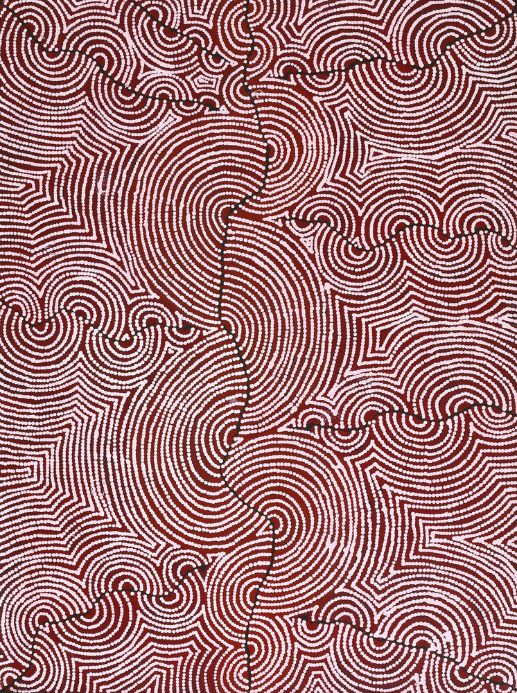Aboriginal Artwork by Christine Nakamarra Curtis, Mina Mina Jukurrpa, 122x91cm