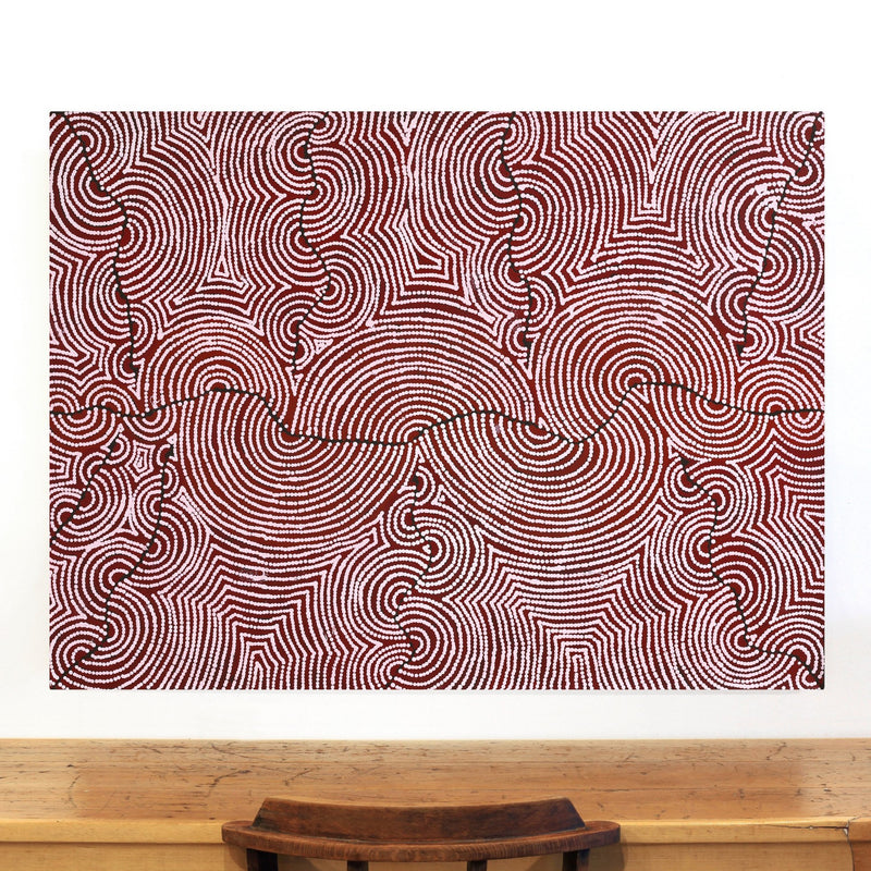 Aboriginal Artwork by Christine Nakamarra Curtis, Mina Mina Jukurrpa, 122x91cm