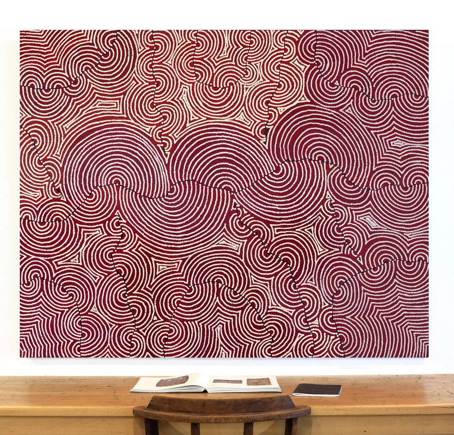 Aboriginal Artwork by Christine Nakamarra Curtis, Mina Mina Jukurrpa, 152x122cm