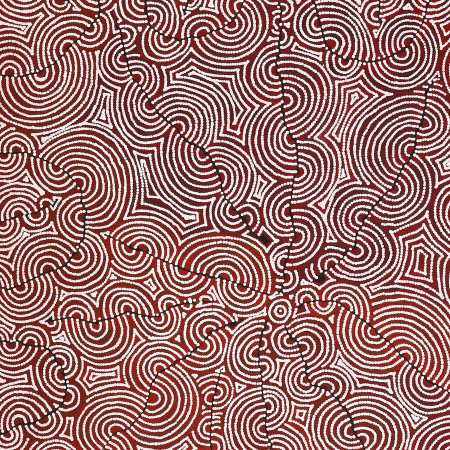 Aboriginal Artwork by Christine Nakamarra Curtis, Mina Mina Jukurrpa, 152x122cm