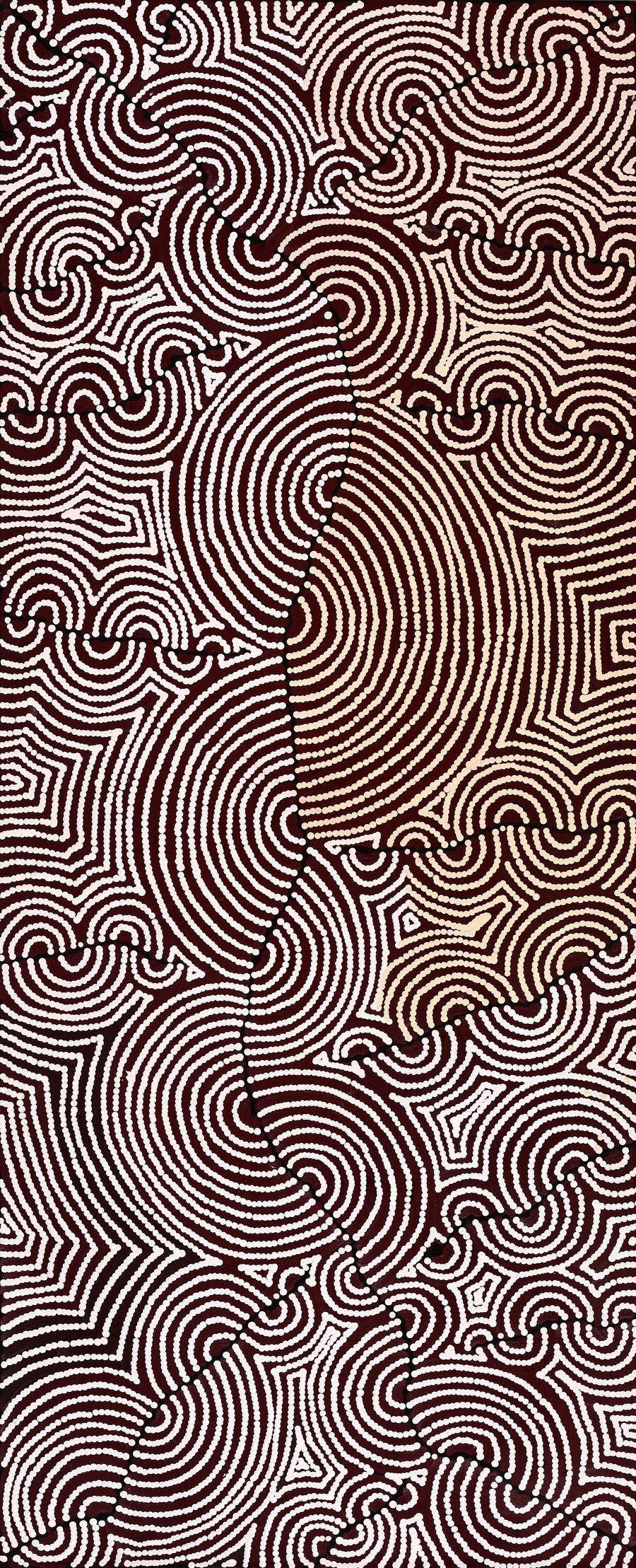 Aboriginal Artwork by Christine Nakamarra Curtis, Mina Mina Jukurrpa, 152x61cm