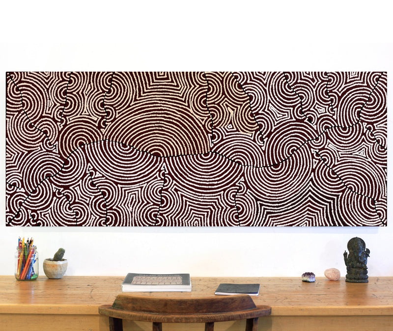 Aboriginal Artwork by Christine Nakamarra Curtis, Mina Mina Jukurrpa, 152x61cm