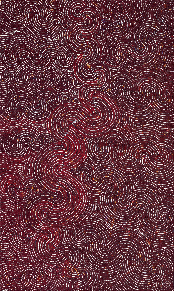 Aboriginal Artwork by Christine Nakamarra Curtis, Mina Mina Jukurrpa, 153x91cm