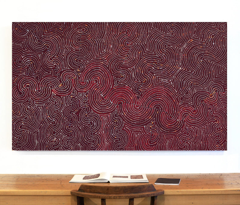 Aboriginal Artwork by Christine Nakamarra Curtis, Mina Mina Jukurrpa, 153x91cm