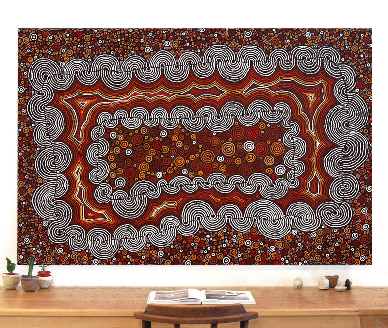 Aboriginal Artwork by Christine Nakamarra Curtis, Mina Mina Jukurrpa, 183x122cm